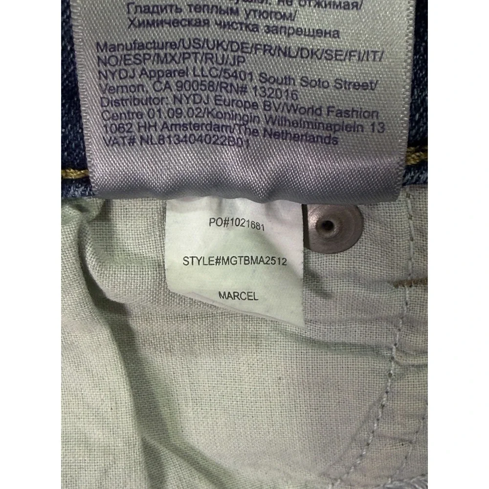 NYDJ Jeans Womens 12 Blue Medium Wash Marilyn Straight‎ High Rise Lift Tuck